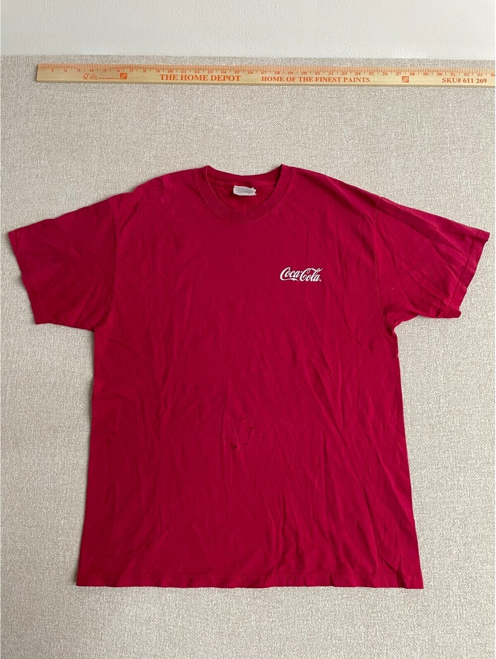 Vintage Hanes Heavyweight Coca Cola T Shirt Mens Large Red Small Logo Distressed